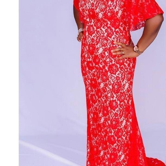 Evening Red prom, wedding guests dress US 16 - Picture 4 of 7